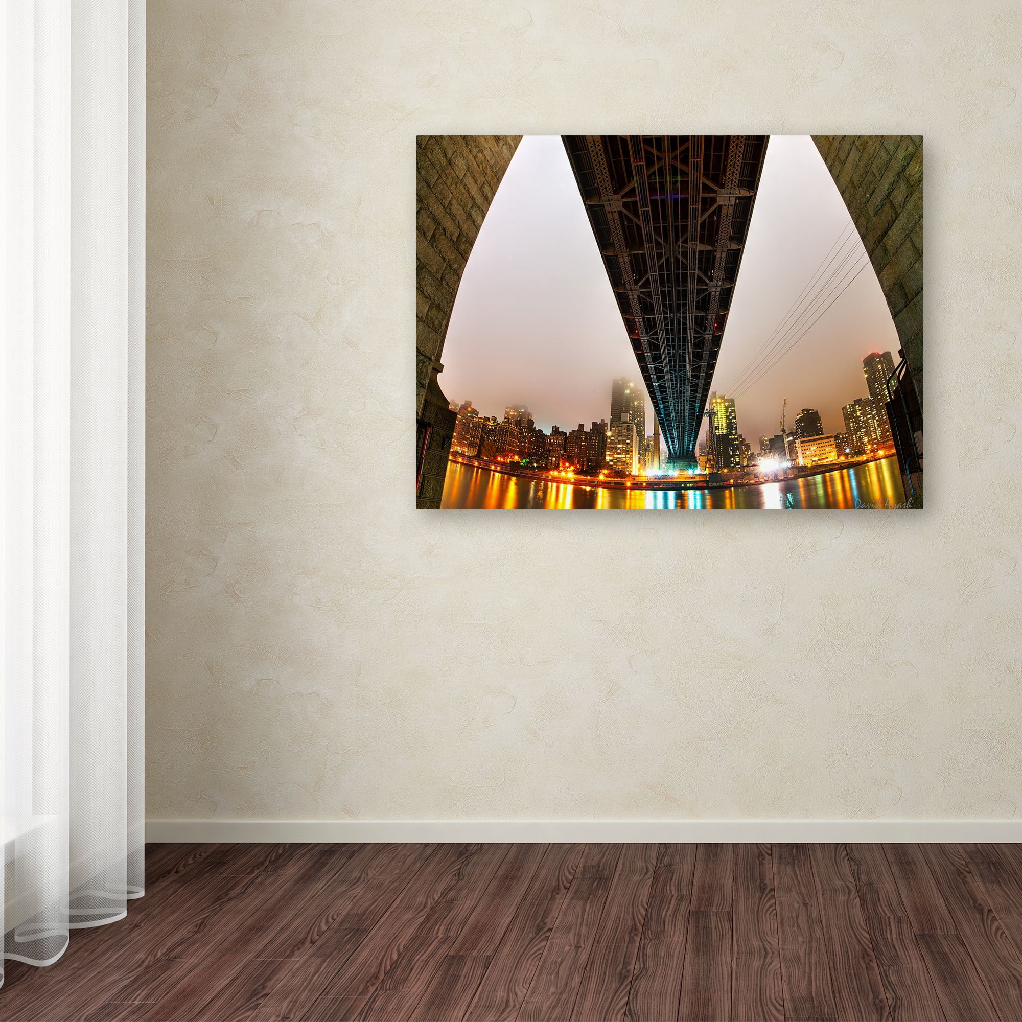 Trademark Fine Art "Under the Queensboro Bridge" Canvas Art by David Ayash