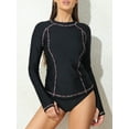 thumbnail image 4 of Beautyin Women Rashguard Long SLeeve Solid Color Rainbow Thread Swimwear, 4 of 7