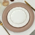 thumbnail image 4 of BalsaCircle 24 Rose Gold 12" Beaded Trim Acrylic Wooden Textured Round Acrylic Charger Plates, 4 of 8