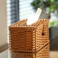 thumbnail image 5 of Woven Natural Rattan Tissue Box, Facial Napkin Holder Tissue Box Organizer for Bathroom Toilet Living Room Kitchen Office Table Desk 9*5.12*3.54Inch, 5 of 6