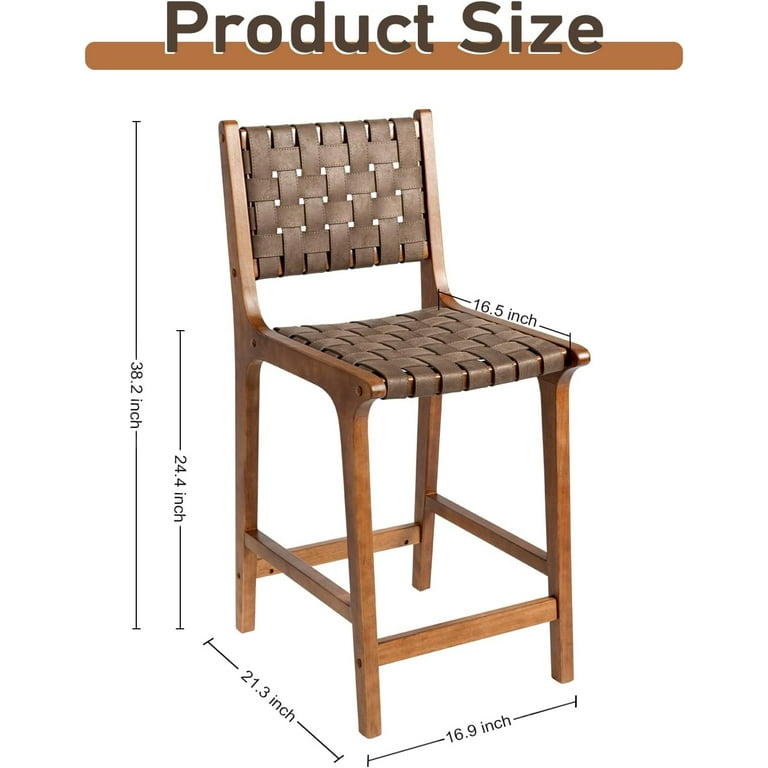 CangLong Set Of 2 Faux Leather Counter Stools - Modern Back & Footrest Bar Stools For Kitchen Island, Pub Table 3 thumbnail image