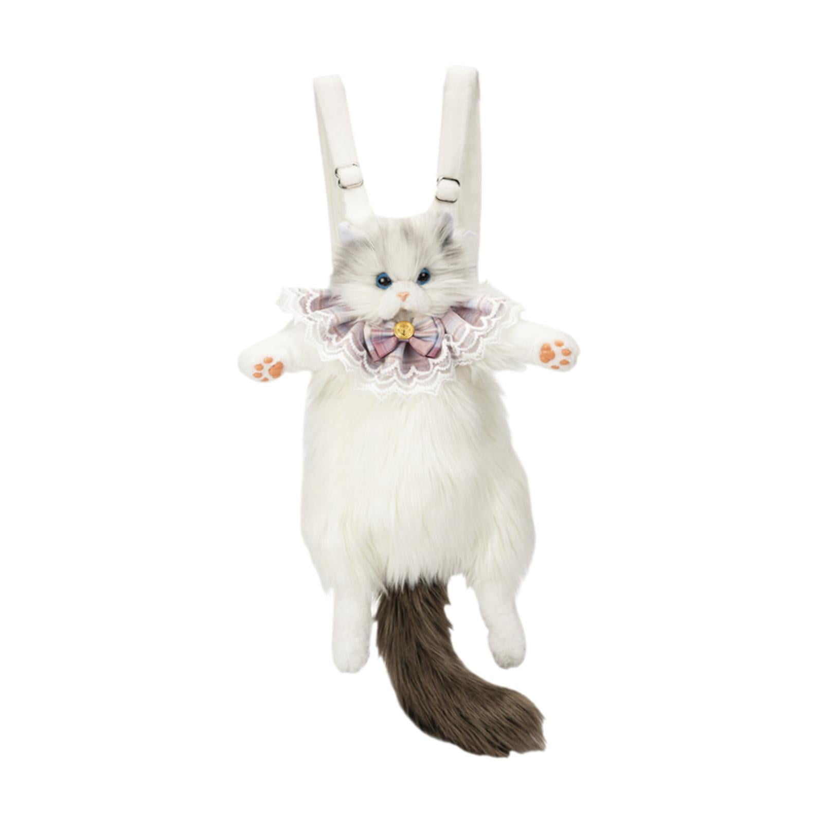 Abbraccia Cute Stuffed Cat Doll Backpack Funny Animal Shaped Backpack for Pet Lovers Gifts Gray