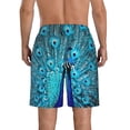 thumbnail image 3 of KLL Beautiful Blue Peacock Men's Casual Summer Beach Shorts Hawaiian Shorts with Pockets-Small, 3 of 5
