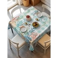 thumbnail image 6 of Summer Coastal Table Cloth, Waterproof Tablecloth for Square Tables, Watercolor Corals Shells Starfish Green Plaid Reusable Washable Fabric Table Cover for Restaurant Kitchen Dining Tables 60"x60", 6 of 9