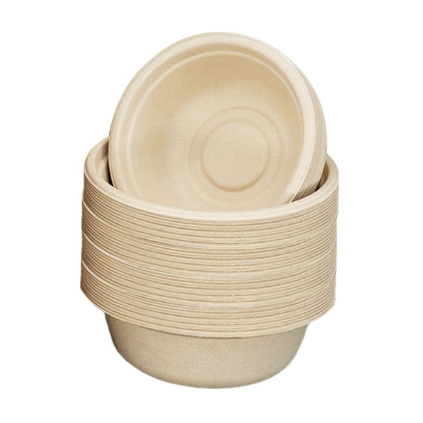 50 UNIDS Tazones Desechables de 500 ml Juego de Vajilla de Papel Compostable Desechable Vajilla Degr Tomshoo Tipo 6