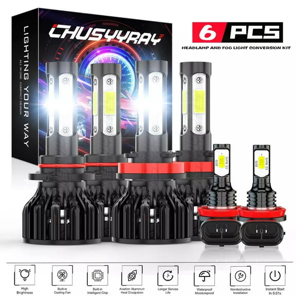 For Nissan Maxima 2009-2014 - 6Pcs LED Headlight High Low Beam Fog Light Bulbs Kit 6000K Pure White