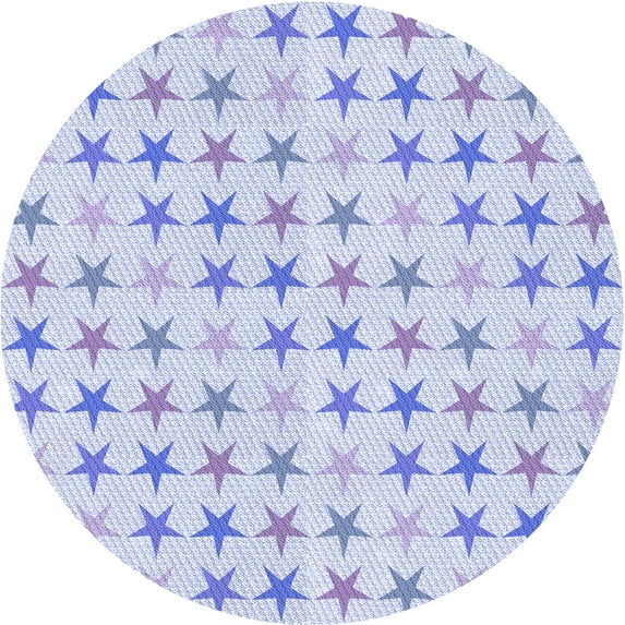 Ahgly Company Machine Washable Indoor Round Transitional Lavender Blue Area Rugs, 4' Round