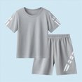 thumbnail image 2 of TOWED22 Toddler Boys Summer Sports Sets Athletic Clothes 2Pcs Short Sleeve Tee and Mesh Shorts Outfits Set Clothing(Grey,9-10 Y), 2 of 4