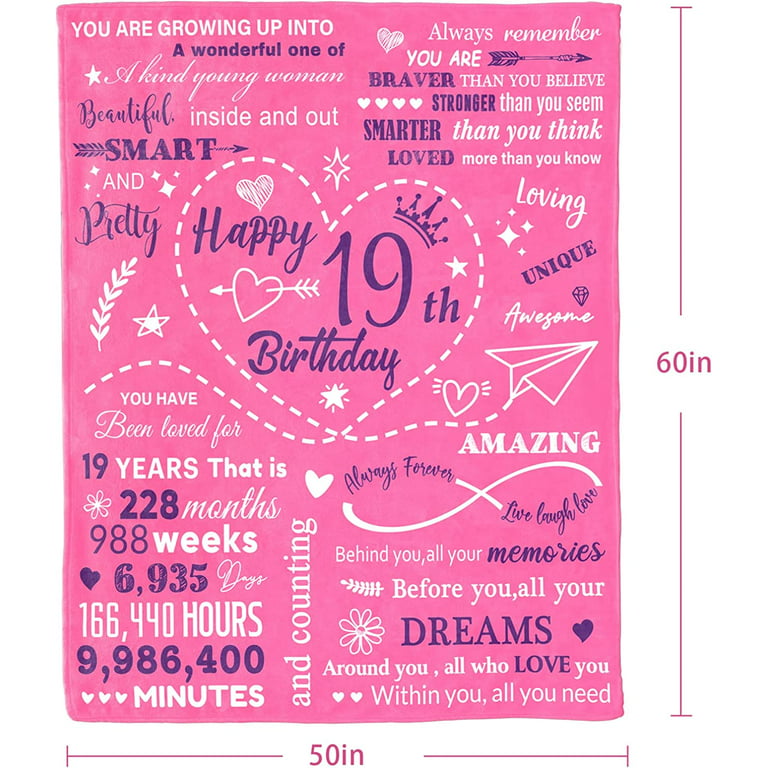  DEBLETEOMH 19th Birthday Decorations for Girl - Gifts for 19  Year Old Female - 19 Year Old Girl Birthday Gifts - 19th Birthday Gifts for  Girls Throw Pillow Covers 18x18 Inch : Home & Kitchen