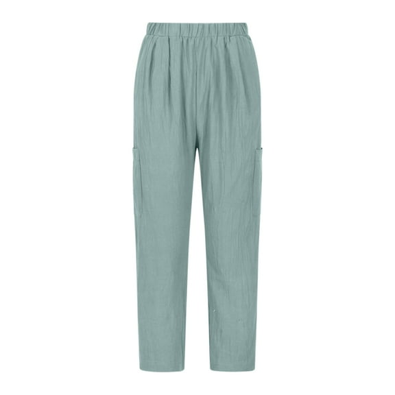 Baggy Joggers for Women New Wide Leg Pants for Women Dressy Loose Trousers Casual High Waisted Linen Pants with Pocket Going out Work Pants Green L