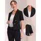 thumbnail image 2 of Cárdigan informal con cuello chal y parte delantera abierta para mujer, chaqueta de traje de oficina de trabajo de manga corta Negro XL, 2 of 6