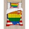 thumbnail image 3 of Pride Duvet Cover Set Queen Size, USA American Flag with Rainbow Gay Marriage Nationwide Rights and Equality Theme, Decorative 3 Piece Bedding Set with 2 Pillow Shams, Multicolor, by Ambesonne, 3 of 3