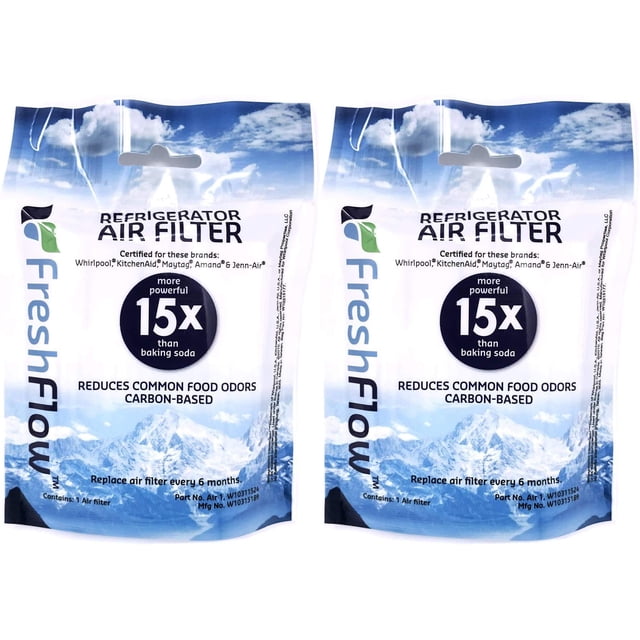 Fresh Flow W10311524 Cartucho de filtro de aire para refrigerador Whirlpool, paquete de 2