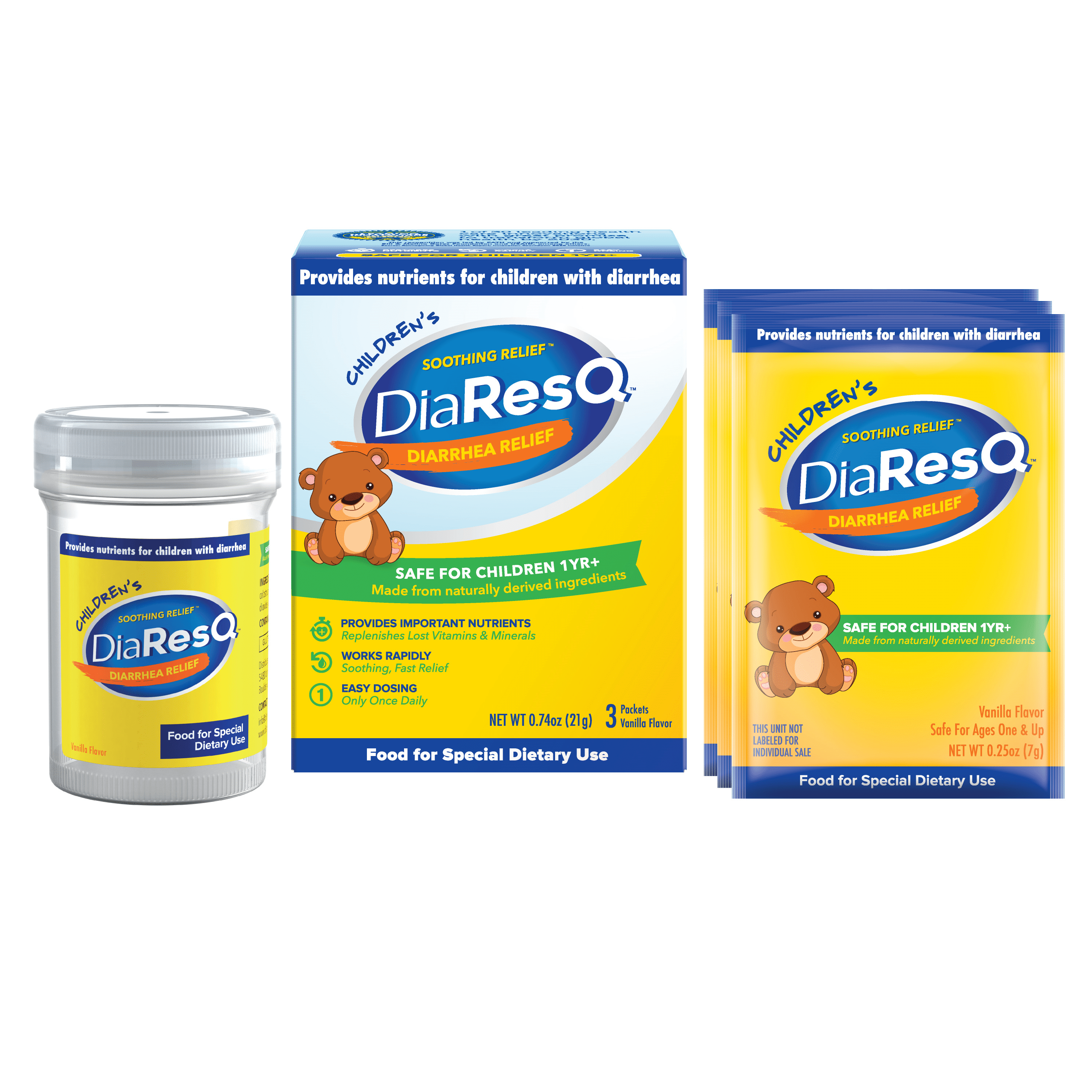 DiaResQ Childrens 3 Count Soothing Fast Diarrhea Relief for Kids