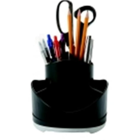 Weighted Base Desktop Organizer - Iceland Rotary Recycled Organizer - Black Top With Gray Base