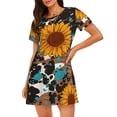 thumbnail image 1 of Balery Vintage Sunflowes Camisón de manga corta con cuello redondo para mujer, cómodo y elegante., 1 of 6