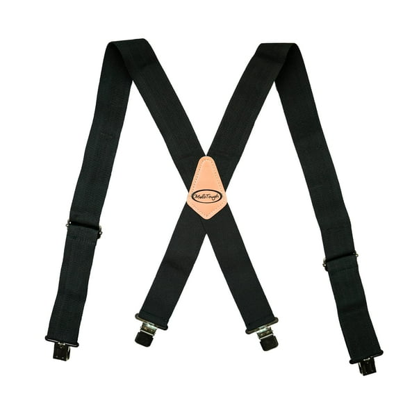 Melo Tough Bretelles pour Hommes pour le Travail Bretelles 2 Pouces Larges Réglables et Élastiques avec Clips Très Forts - Usage Intensif (Noir)