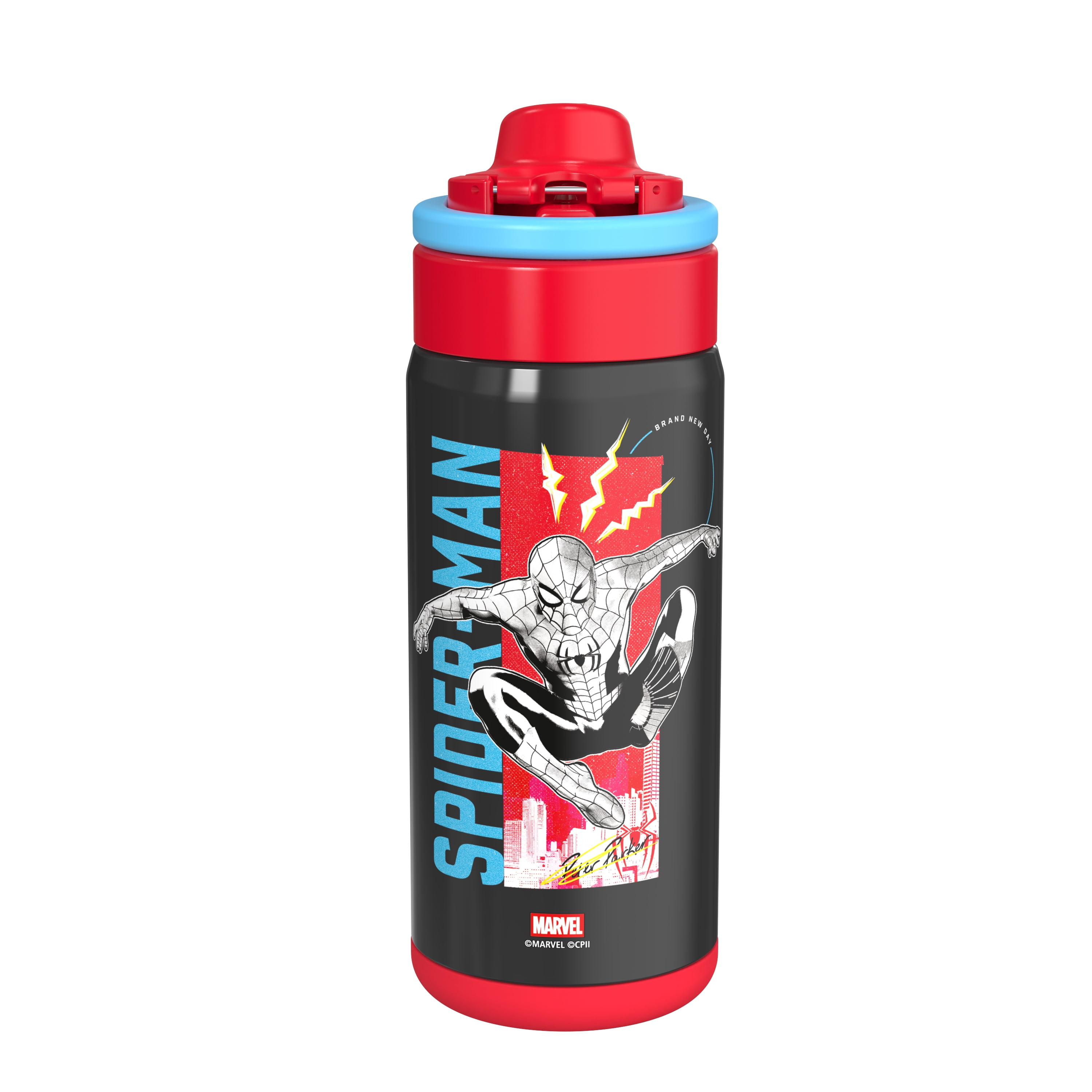 Zak Designs 14oz Spiderman Lincoln Water Bottle - Black