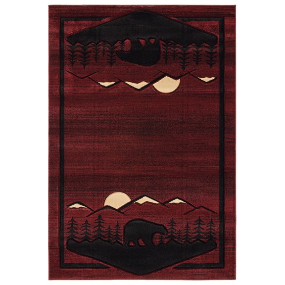 United Weavers Cottage Area Rug 2055 41234 Treetops Burgundy Sunset Repeat 5' 3" x 7' 6" Rectangle