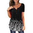 thumbnail image 1 of CHUANK Femmes Grande Taille Liquidation T-Shirt Blouse d'Été pour Femmes à Imprimé Manches Courtes Col Rond Ample Hauts, 1 of 6
