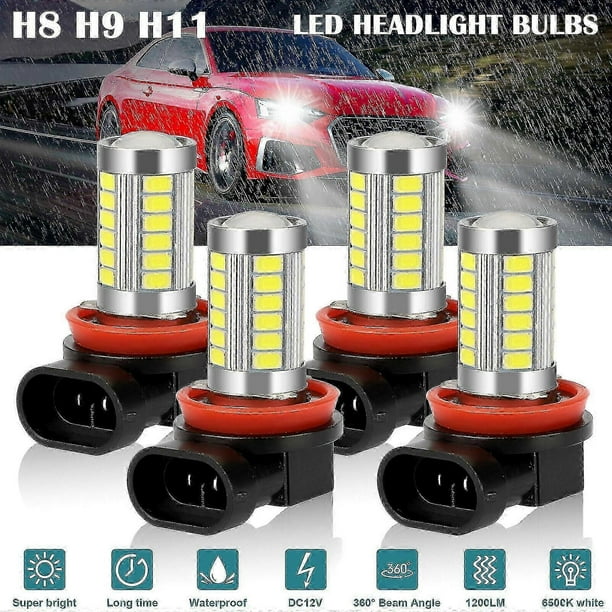 4x H11 H9 H8 LED Headlight Kit High/Low Beam Fog Driving Bulbs 6500K Xenon White