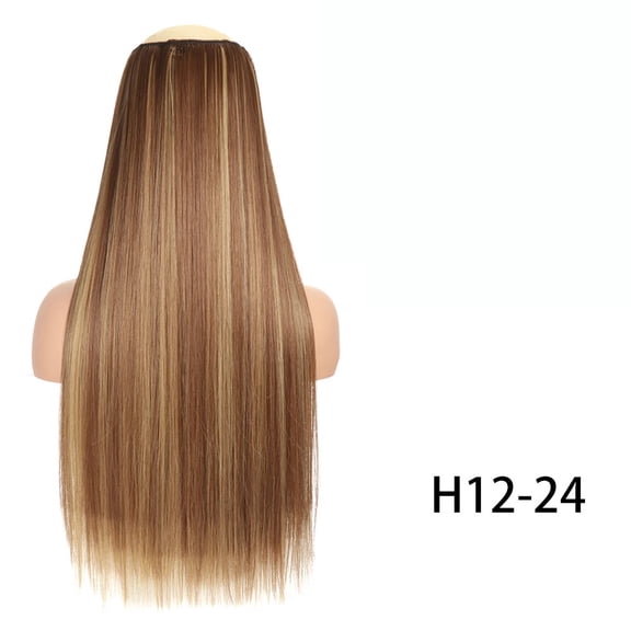 Xiao Hua clip on straight hair wig -23.6 inches Light Brown, 3 pieces detachable wig, extra long straight hair can be used to increase length and change hairstyle