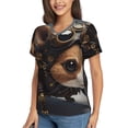 thumbnail image 2 of Honeii Steampunk Squirrel Pilot Print Women's Classic V-Neck T-Shirt,Womens Fashion Tops,Stylish Everyday Top for Women, Casual Summer Spring Outfits Clothes-XX-Large, 2 of 5