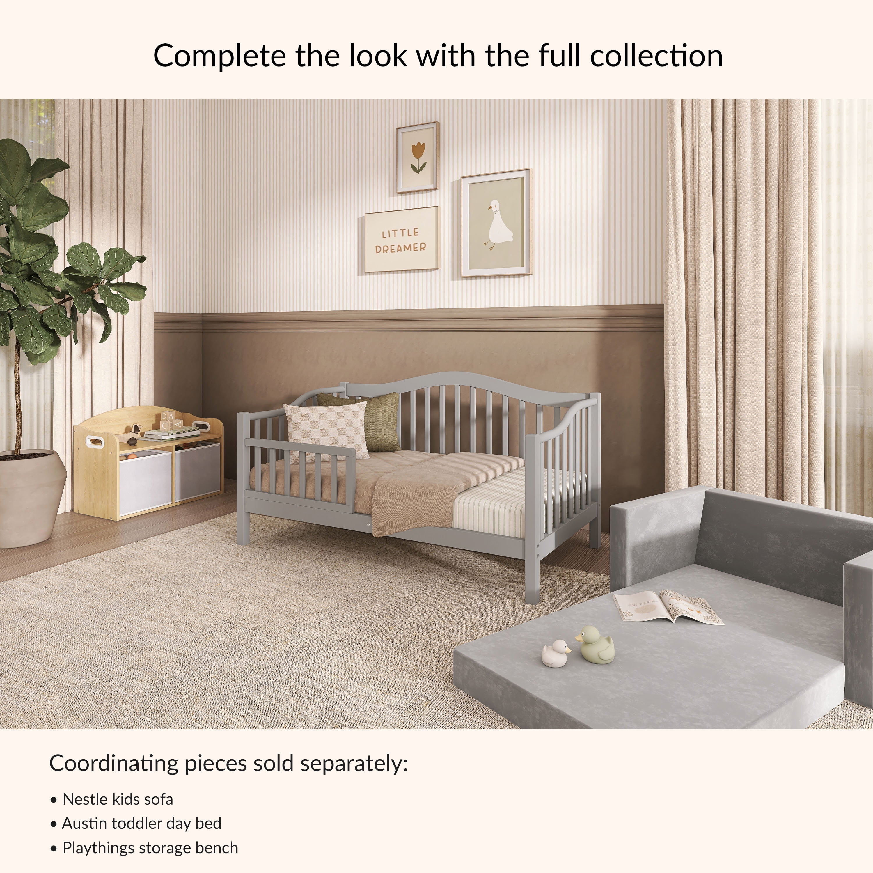 Dream On Me Austin Toddler Day Bed, Pebble Grey