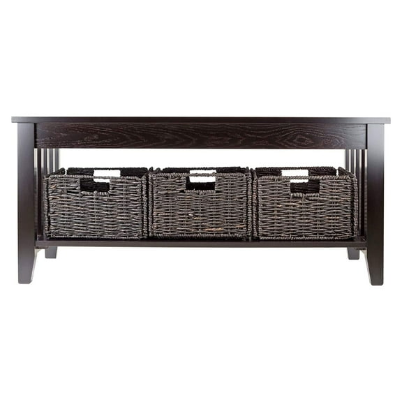 Winsome Wood Morris Coffee Table with 3 Storage Baskets, Espresso Finish