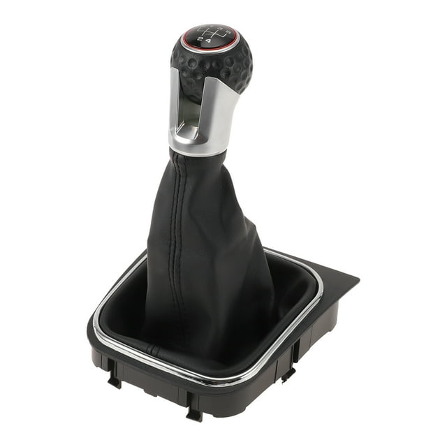 Perillas de cambio manual de 5 velocidades Unique Bargains con cubierta para VW Golf 5 MK5 GTI GTD R32 2004-2009, palanca de cambio de plástico con cuero sintético, negra y roja