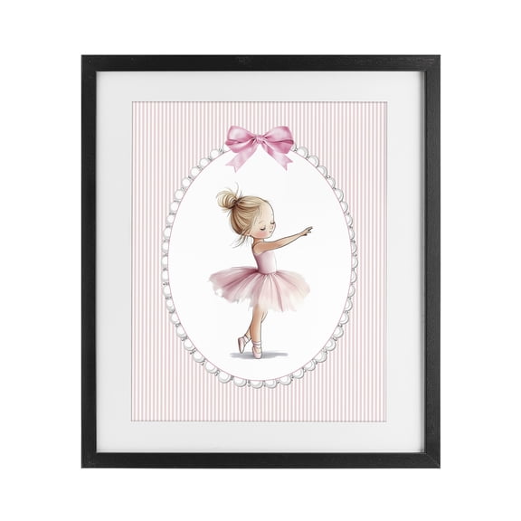 Stupell Industries Shabby Chic Blush Pink Ballerina Black Framed Print Under Glass, 13 x 16, by Christine Simpson Art