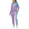 thumbnail image 4 of Women's 2 Piece Tracksuit Set, Tie Dye Print Drawstring Hoodie + Elastic Waist Pants Set Loungewear, 4 of 4