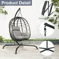 thumbnail image 4 of CHINNLUU Hanging Egg Chair with Stand, Outdoor Indoor Wicker Swing Chair with Cushions, 350lbs Capacity Patio Hammock Chair for Backyard, Balcony, Light Gray, 4 of 9