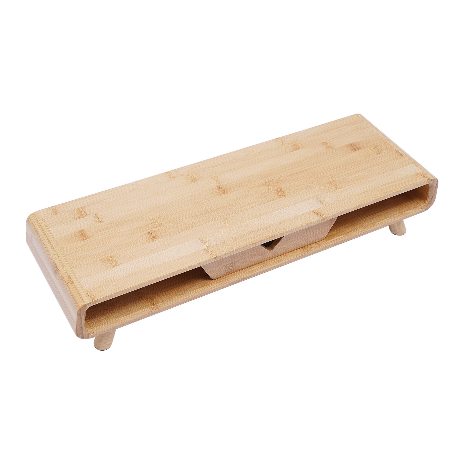 ToppiJoy Bamboo Monitor Stand with Drawer, Wooden Monitor Riser for Desk, Multi-Purpose Computer Monitor Stand for Computer, Laptop