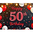 thumbnail image 4 of Happy 50th Birthday Backdrop Banner with Balloons Star Decors Party Supplies Birthday Decoration Photography Props Birthday Party Background, 4 of 7