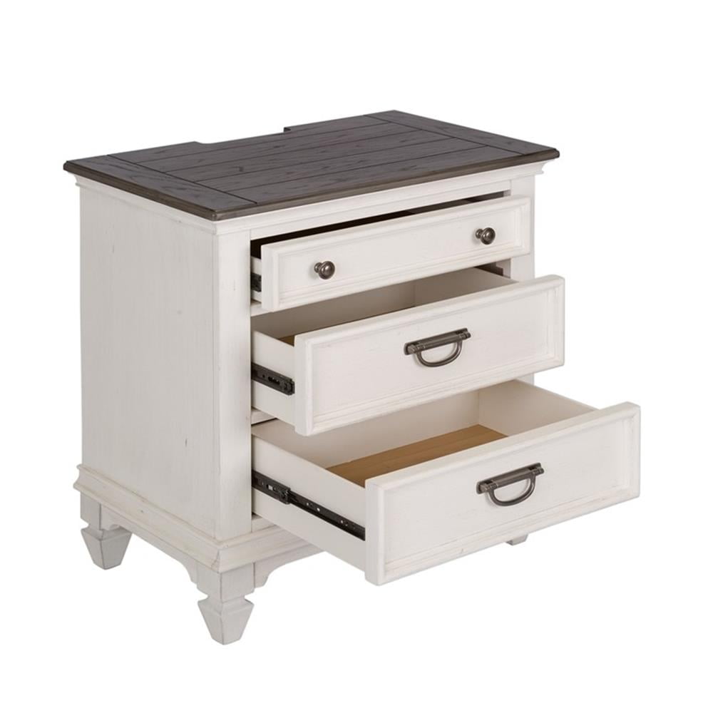 Allyson Park White Night Stand w/ Charging Station