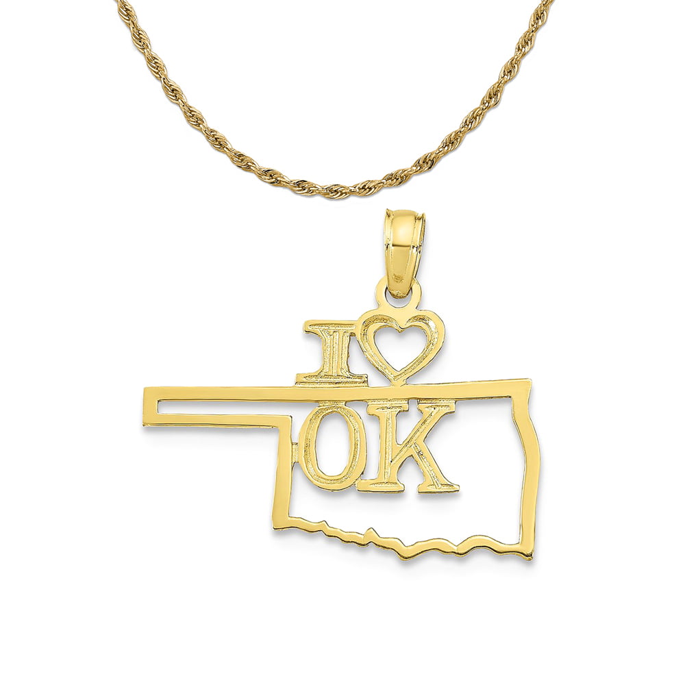 K&C 14k Yellow Gold Initial a Charm on a 14K Yellow Gold Carded Rope Chain Necklace 