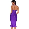 thumbnail image 2 of Womens Halter Fishtail Bandage Party Dress Elegant Wedding Guest Dress Color Purple X-Small, 2 of 3