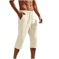 thumbnail image 2 of lmcalzta Capri Pants for Men Summer Elastic Waist Drawstring Lounge Summer Beach Trousers with Pockets, 2 of 8
