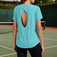 thumbnail image 2 of fatyb Workout Tops for Women Open Back Athletic T Shirts Short Sleeve Womens Running Tees Activewear, 2 of 7