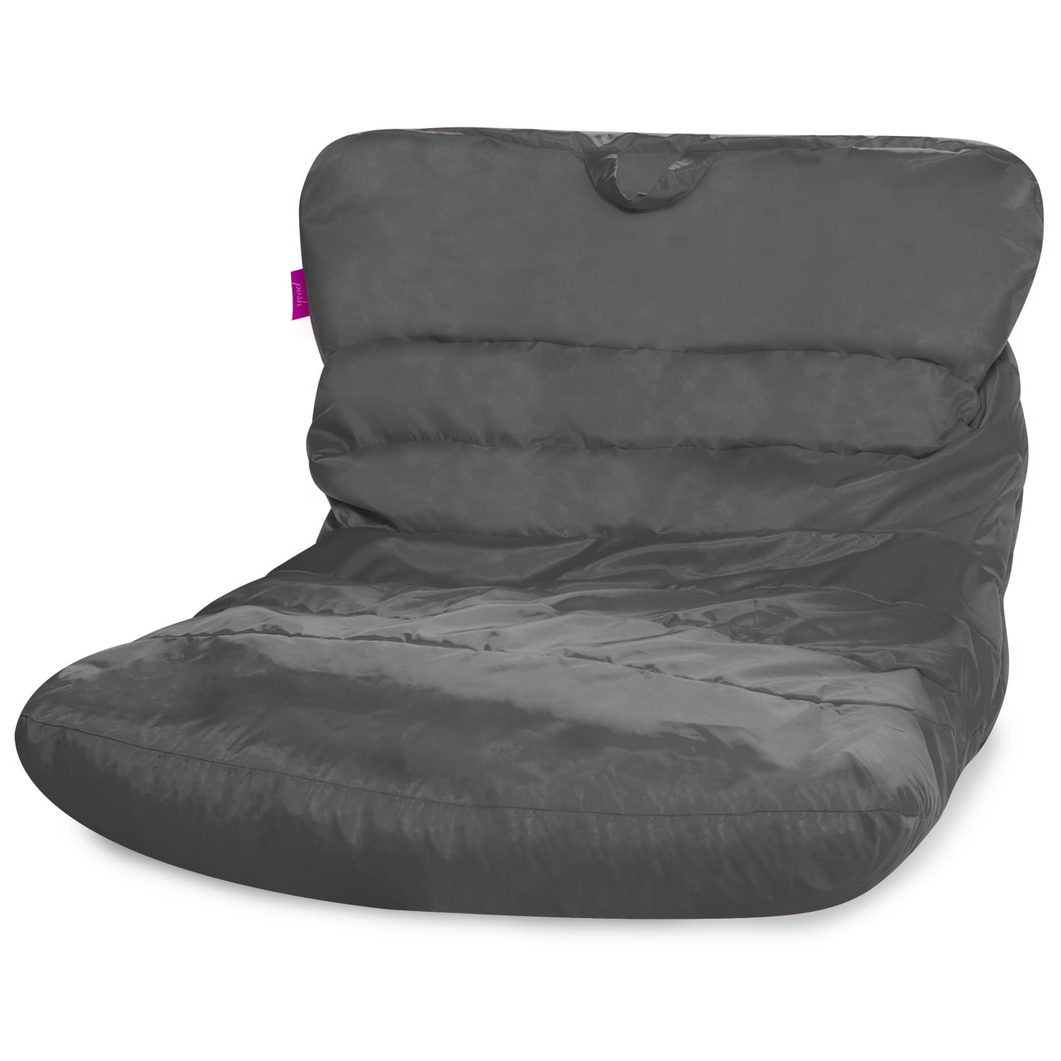 Posh Creations Structured Comfy Bean Bag Chair, Laguna Lounger, Adults, Nylon, 3 ft, Gray