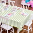 thumbnail image 3 of Scalloped Edge Green Striped Tablecloth Waterproof Fabric Tablecloth Rectangle Table Cover for Home Kitchen Table Decoration, 55 x 70 Inch, 3 of 14