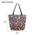thumbnail image 5 of FORMRS Womens Canvas Tote Bag with Zipper Inner Pocket Shoulder Handbag, Small Colorful Flower, 5 of 7