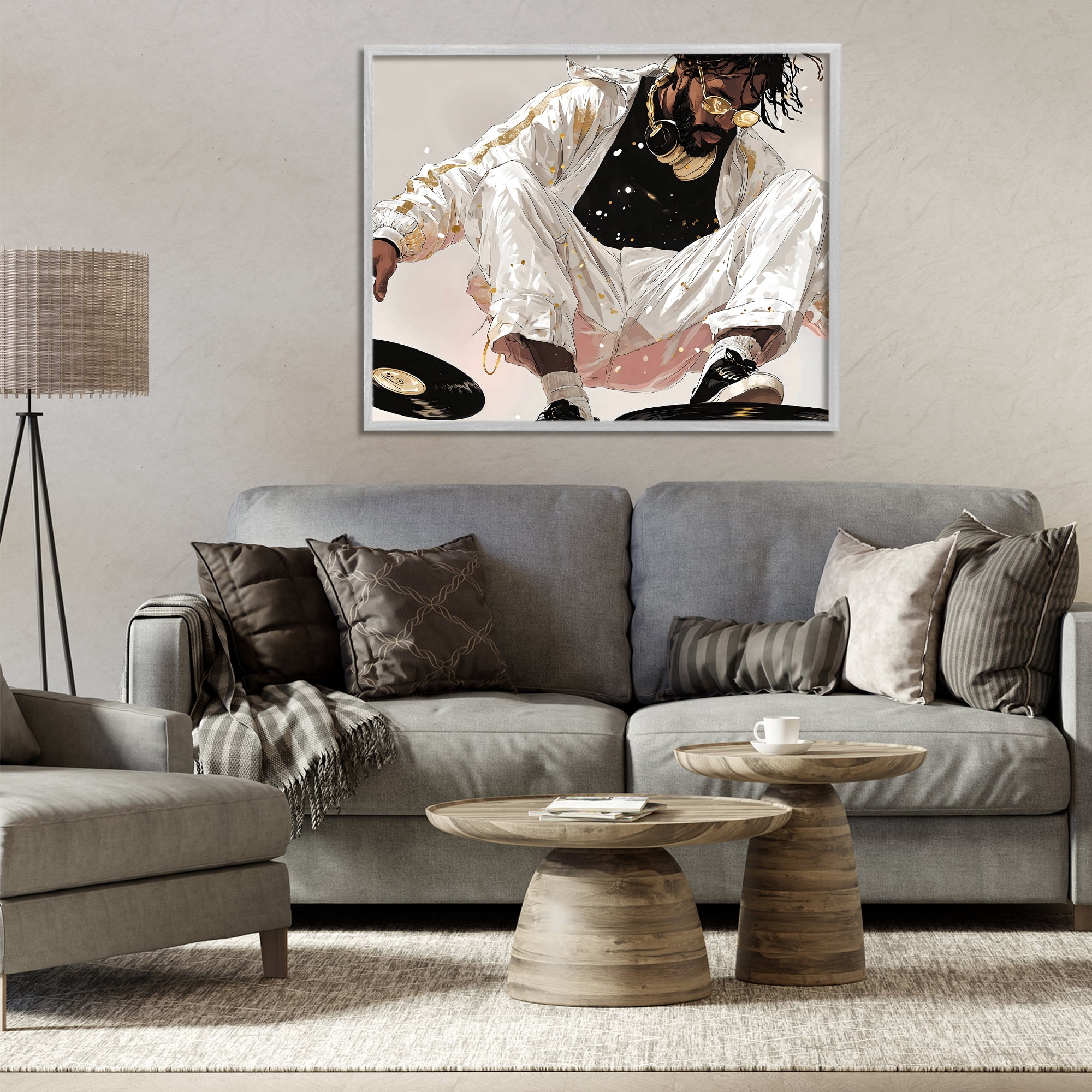 Stupell Industries Record Dance Stylish DJ Gray Framed Giclee Art, design by Franklyn Gregory