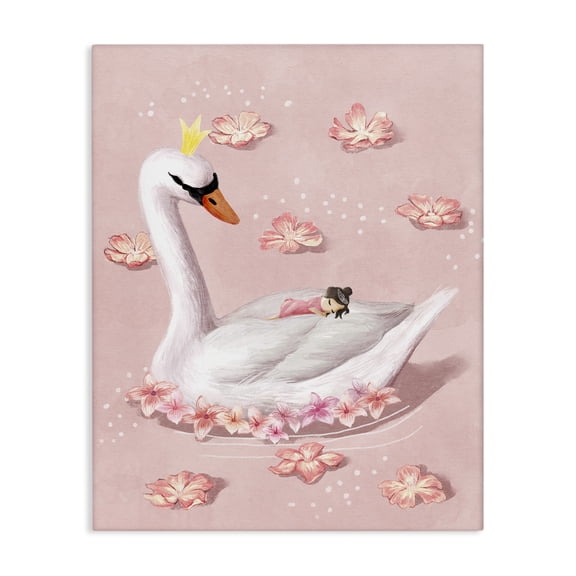 Stupell Industries Cottage Nursery Swan with Princess Canvas Art, 16 x 20, by Ziwei Li
