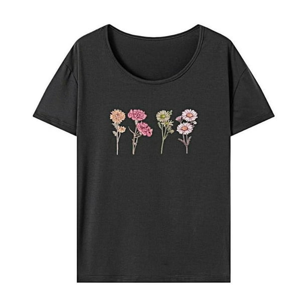 Camiseta para mujer Camiseta básica Activewear Camiseta simple con cuello redondo para la calle comercial L