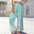 thumbnail image 6 of Women's Side Slit Ombre Wide Leg Pants, Flowing Casual Trousers with Gradient Color and Split Hem, Loose Comfortable Pocket Design for Beach Wear and Four-Season Daily Use Mint Green XXL, 6 of 7