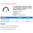 thumbnail image 2 of Front Right Upper Control Arm and Ball Joint Assembly - Compatible with 2004 Nissan Pathfinder 3.5L V6, 2 of 2