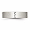 thumbnail image 4 of Stainless Steel Brushed Grooved Three CZ Ring, 4 of 7