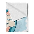 thumbnail image 2 of All You Need Is Love Soft Flannel Fleece Throw Blanket, Hot Air Balloon in Pastel Color Shades with Flowers Valentines Text, Cozy Plush for Indoor and Outdoor Use, 50" x 60", Multicolor, by Ambesonne, 2 of 5